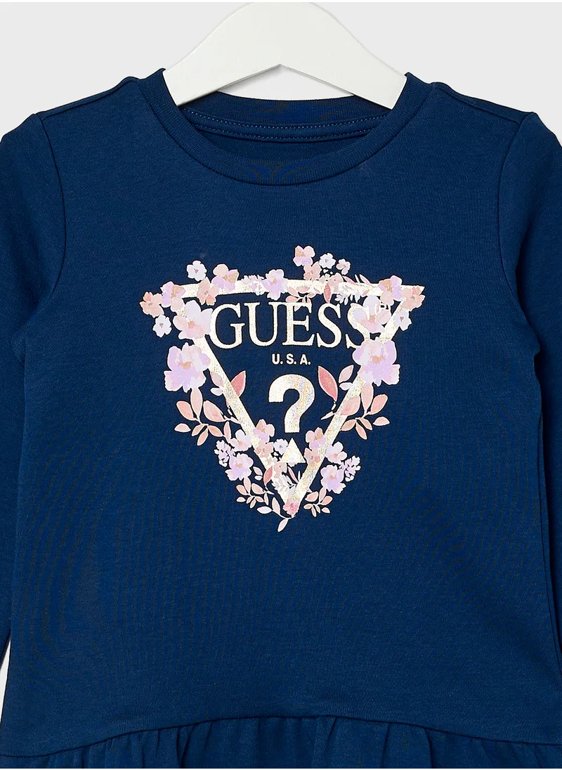 جس Kids Long Sleeve Interlock Dress