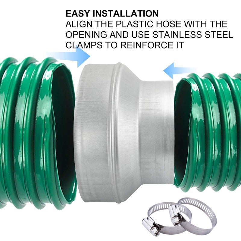 Kikerike Duct Reducter 8 to 6 Air Ducting Reducer Increaser Air Duct Adapter or Round Metal Pipe Reducer for Bathroom Kitchen Ventilation Systems - Image 4