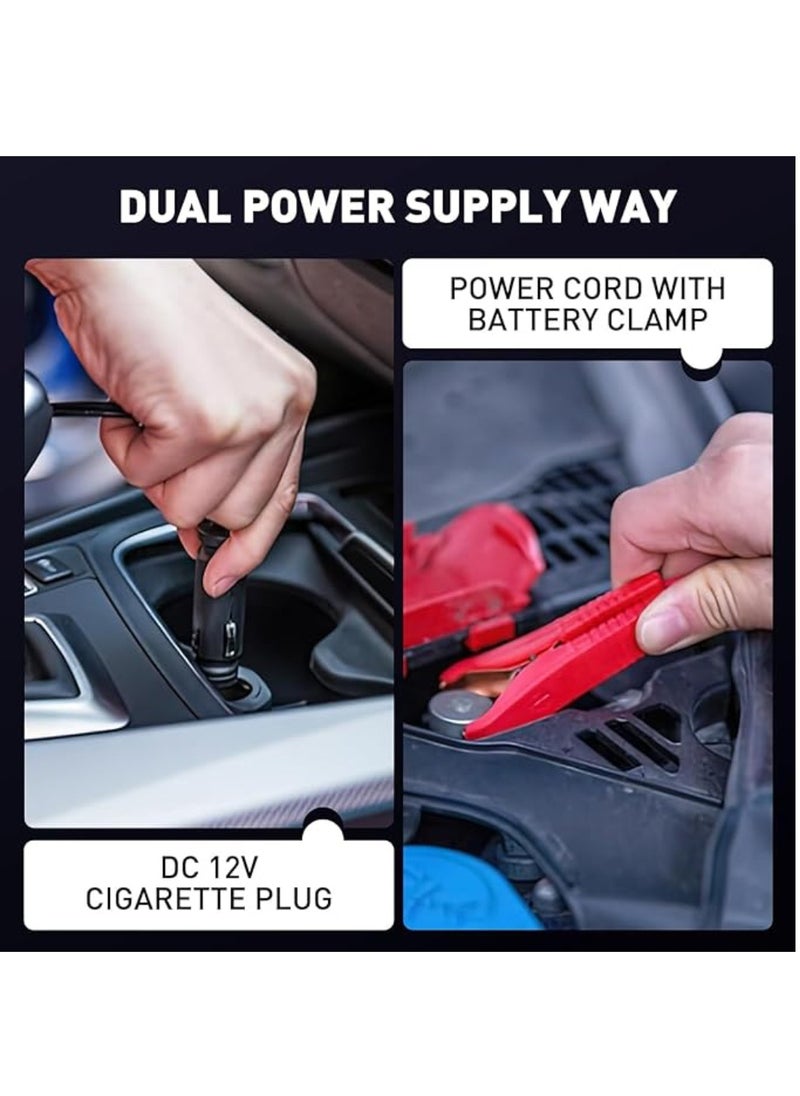 Yuwell - 2 Cylinders Air Compressor For Car Tires Analog Tire Inflator, 12V DC Air Compressor, Tire Inflators, Air Tire Pump With Emergency LED Flashlight Multipurpose Air Pump For Cars, Motorcycles, Bikes, - Image 1