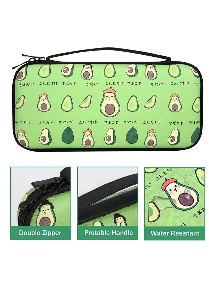 Excefore - Storage Bag Case for Nintendo Switch Game Console, Cartoon Avocado Hard Portable Travel Carry Case with 12 Game Card Slots, Inner Storage Bag - Image 1