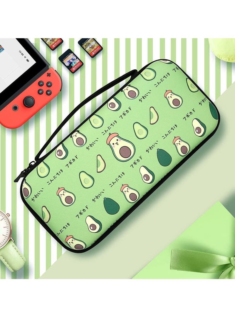 Excefore - Storage Bag Case for Nintendo Switch Game Console, Cartoon Avocado Hard Portable Travel Carry Case with 12 Game Card Slots, Inner Storage Bag - Image 1