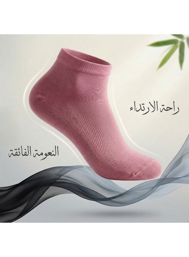 Dodoliza Women Premium Classic Bamboo Socks with Nano Silver Technology Anti Bacterial Ankle Length Pink 5 Pairs - Image 5