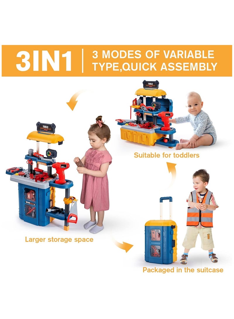 NNEWVANTE 3 in 1 Kids Tool Bench, Toddler Workbench with Electric Drill and Realistic Toddler Tool Set for 2 3 4 5 6 Years Old Boys Girls, Construction Toys for Christmas Birthday Party New Year - Image 2