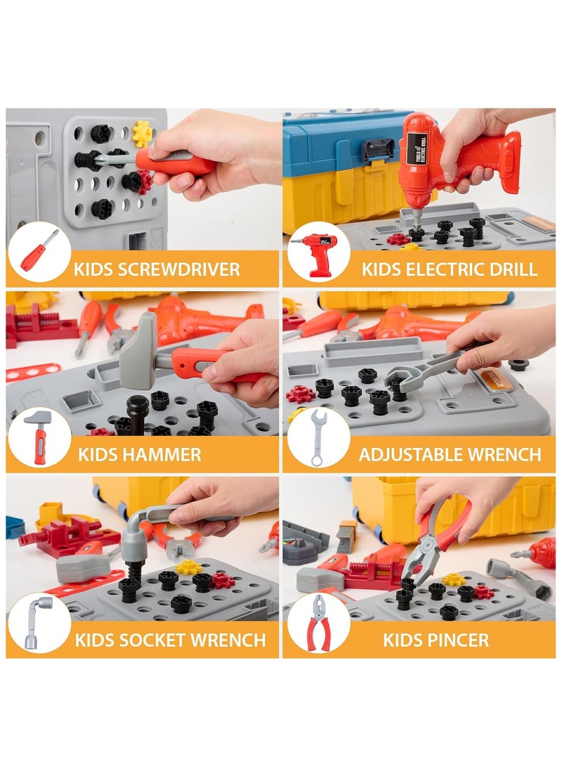 NNEWVANTE 3 in 1 Kids Tool Bench, Toddler Workbench with Electric Drill and Realistic Toddler Tool Set for 2 3 4 5 6 Years Old Boys Girls, Construction Toys for Christmas Birthday Party New Year - Image 4