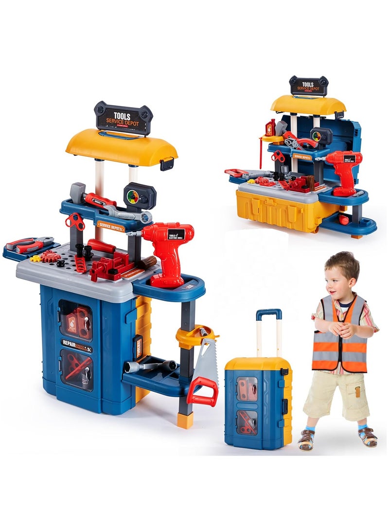 NNEWVANTE 3 in 1 Kids Tool Bench, Toddler Workbench with Electric Drill and Realistic Toddler Tool Set for 2 3 4 5 6 Years Old Boys Girls, Construction Toys for Christmas Birthday Party New Year - Image 1