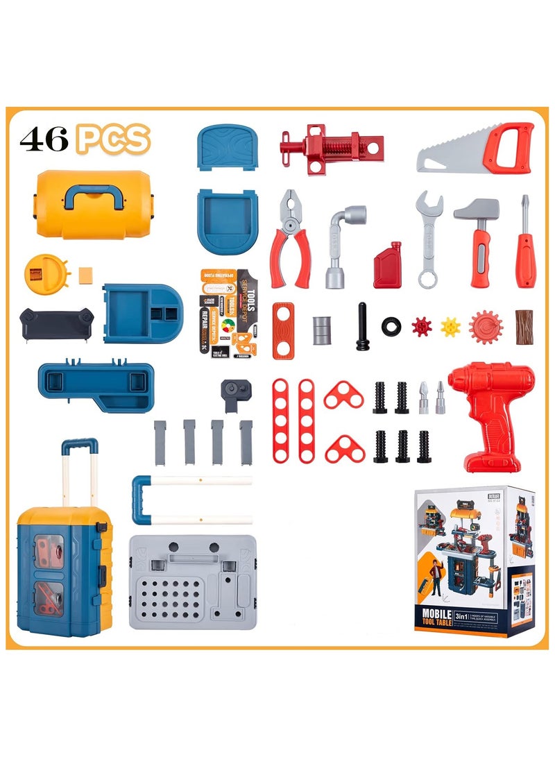 NNEWVANTE 3 in 1 Kids Tool Bench, Toddler Workbench with Electric Drill and Realistic Toddler Tool Set for 2 3 4 5 6 Years Old Boys Girls, Construction Toys for Christmas Birthday Party New Year - Image 3