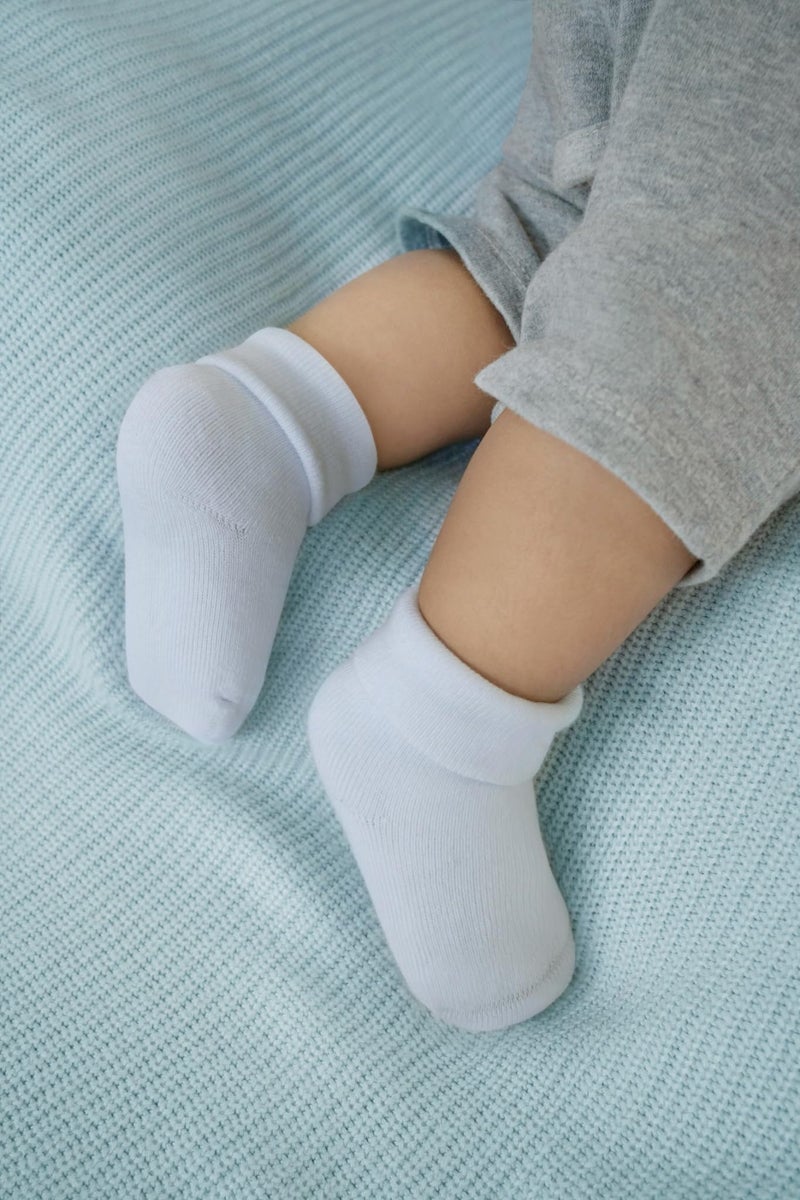 RATIVE Newborn Socks Thick Terry Turn Cuff Socks for Unisex Baby Boy and Girl (0-6 months, 12-pairs/white) - Image 5