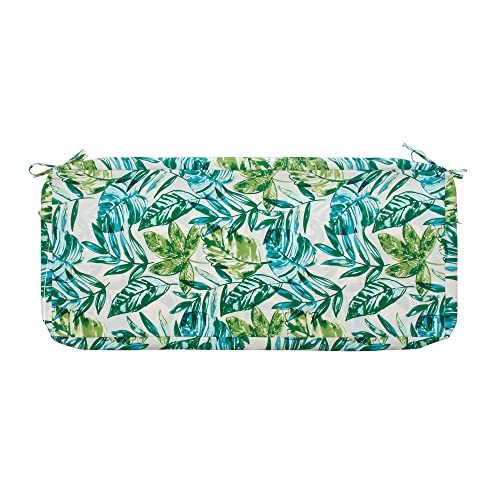 FUNHOME Outdoor Bench Cushion Cover 48 x18 x 3 inch,Water Resistant Cover with Zipper&Ties,Fade-Resistant Slipcover,Patio Porch Swing Cushion Cover Replacement Only,No Insert(Palm Leaf) - Image 1