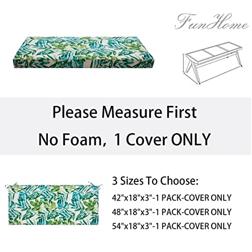 FUNHOME Outdoor Bench Cushion Cover 48 x18 x 3 inch,Water Resistant Cover with Zipper&Ties,Fade-Resistant Slipcover,Patio Porch Swing Cushion Cover Replacement Only,No Insert(Palm Leaf) - Image 5