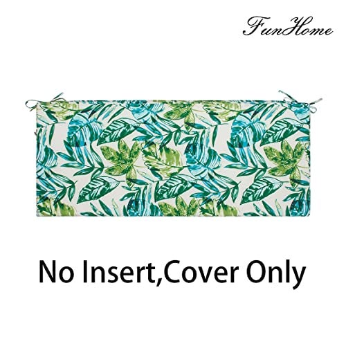 FUNHOME Outdoor Bench Cushion Cover 48 x18 x 3 inch,Water Resistant Cover with Zipper&Ties,Fade-Resistant Slipcover,Patio Porch Swing Cushion Cover Replacement Only,No Insert(Palm Leaf) - Image 2