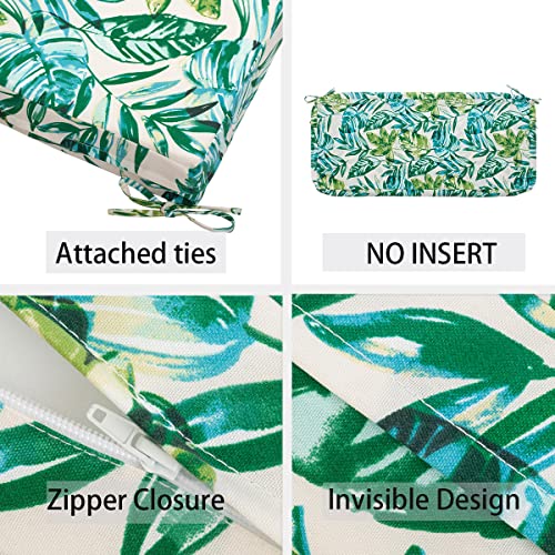 FUNHOME Outdoor Bench Cushion Cover 48 x18 x 3 inch,Water Resistant Cover with Zipper&Ties,Fade-Resistant Slipcover,Patio Porch Swing Cushion Cover Replacement Only,No Insert(Palm Leaf) - Image 4