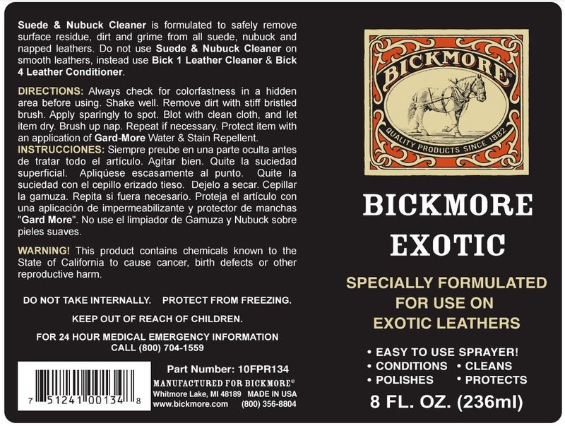 Bickmore Exotic 8oz (2-Pack) - Specially Formulated Leather Spray Used to Clean Condition Polish and Protect Exotic Leathers & Reptile Skins - Image 2