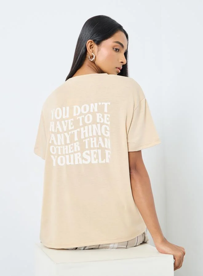 Take Two Take Two Back Slogan Print Oversized T-Shirt