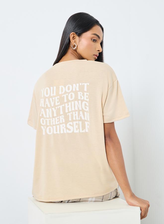 Take Two Back Slogan Print Oversized T-Shirt - Image 2