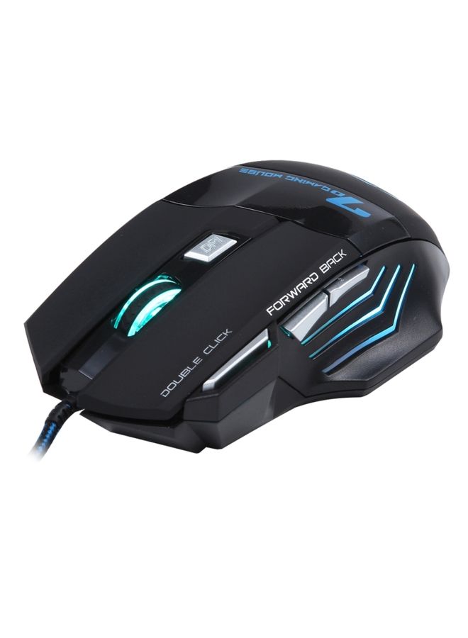 BURAQ 7 Buttons with Scroll Wheel 5000 DPI LED Wired Optical Gaming Mouse for Computer PC Laptop(Black) - Image 1