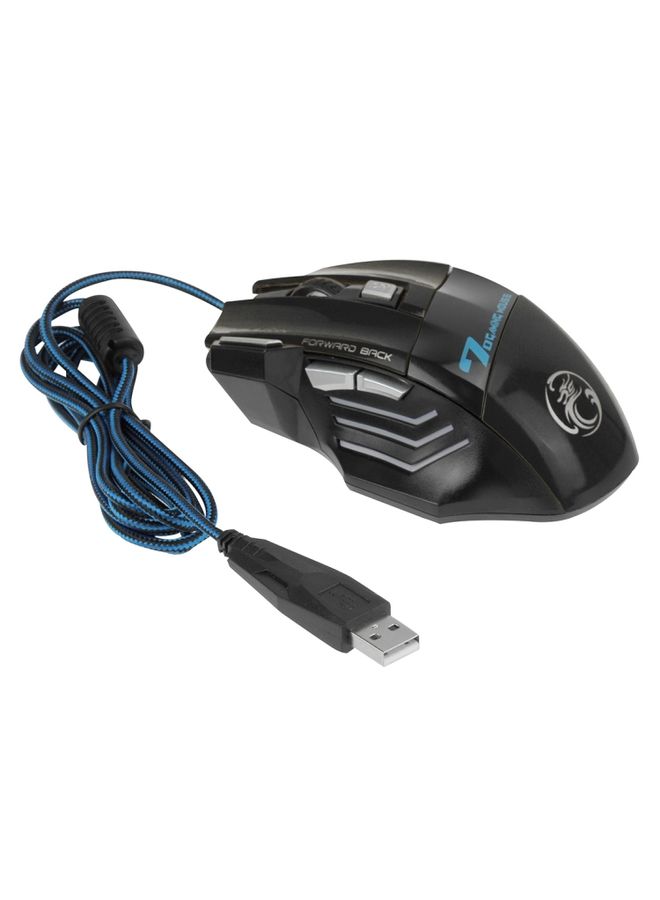 BURAQ 7 Buttons with Scroll Wheel 5000 DPI LED Wired Optical Gaming Mouse for Computer PC Laptop(Black) - Image 2
