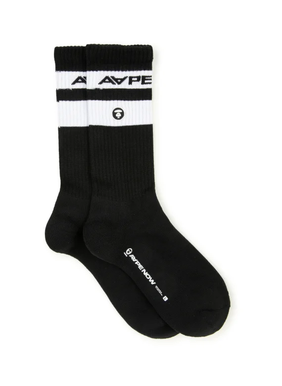 AAPE AAPENOW moonface logo crew socks