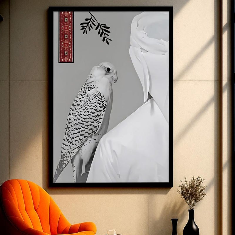 ماركتنا لوحة قماشية بتصميم الفن النجدي مع برواز مجوف مقاس (60×90) قطعة واحدة - Image 1