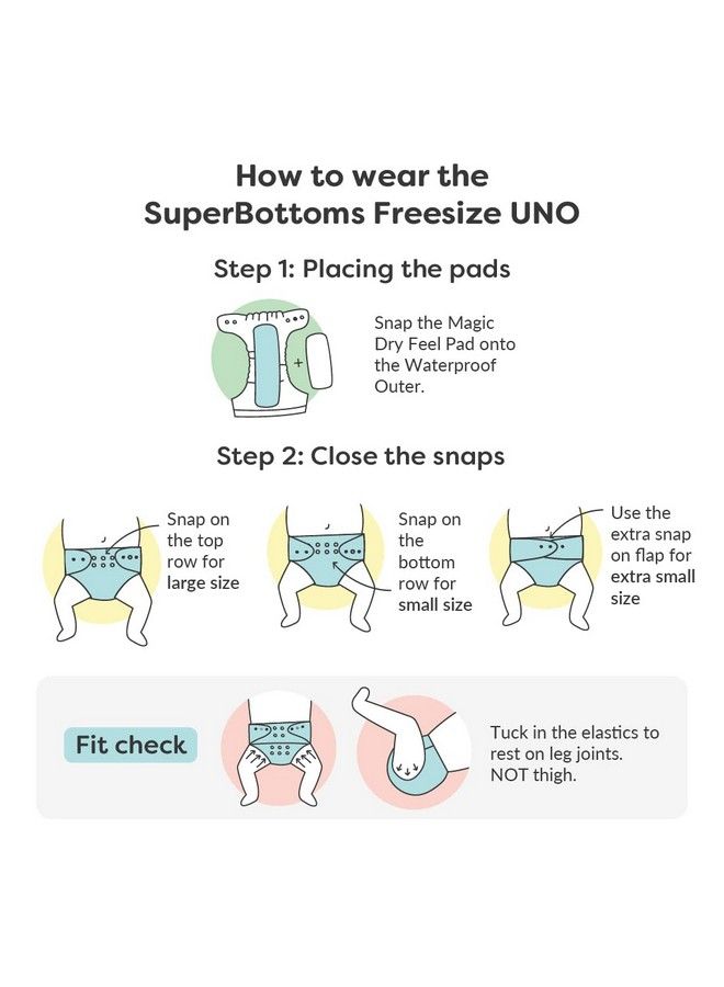 Superbottoms Cloth Diapers For Babies3 Uno Waterproof Outers New Version ; Reusable Cloth Diapers For Babies From 3M To 3Y With 3 Reusable Uno Shells & 1 Stay Dry Insert - Image 5
