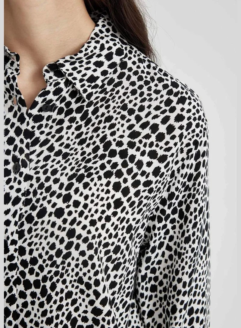 ديفاكتو Woman Shirt Neck Woven Long Sleeve Tunic