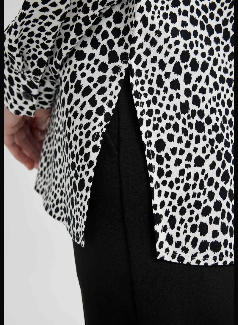 ديفاكتو Woman Shirt Neck Woven Long Sleeve Tunic