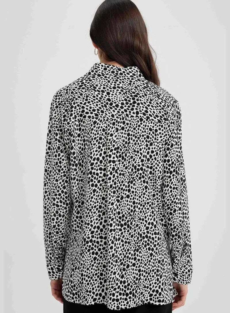 ديفاكتو Woman Shirt Neck Woven Long Sleeve Tunic