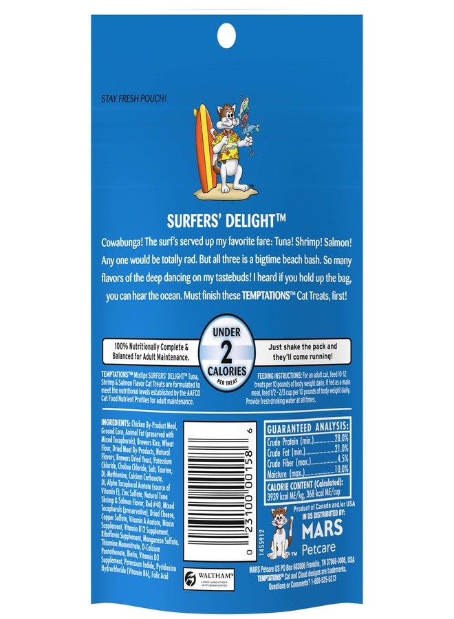Temptations MixUps Surfer's Delight Flavor Crunchy and Soft Cat Treats, 3 oz. Pouch (Pack of 12) - Image 2