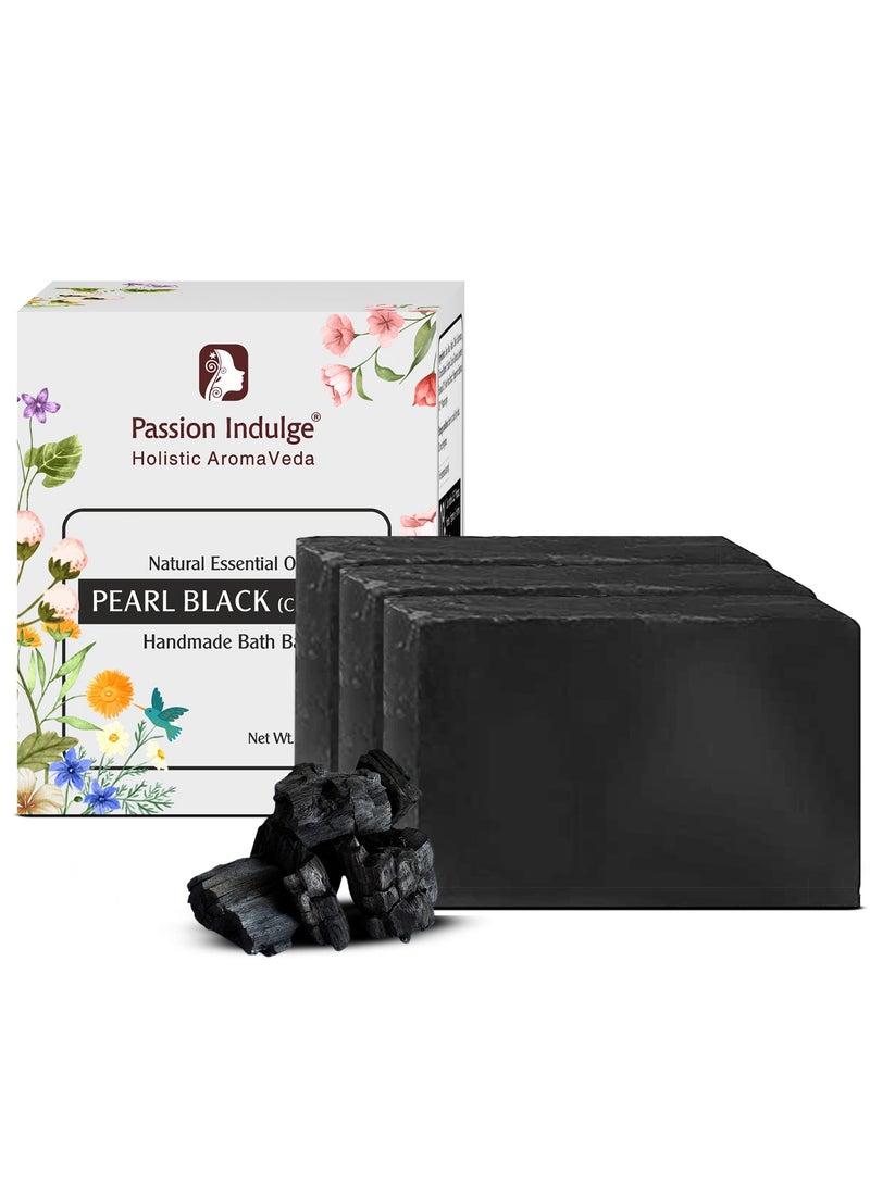 passion indulge بار حمام طبيعي مصنوع يدويًا من الفحم مع زيوت أساسية | تركيبة عضوية لتنظيف عميق والتحكم في الزيوت لجميع أنواع البشرة | كل 100 جرام - عبوة من 3 - Image 1