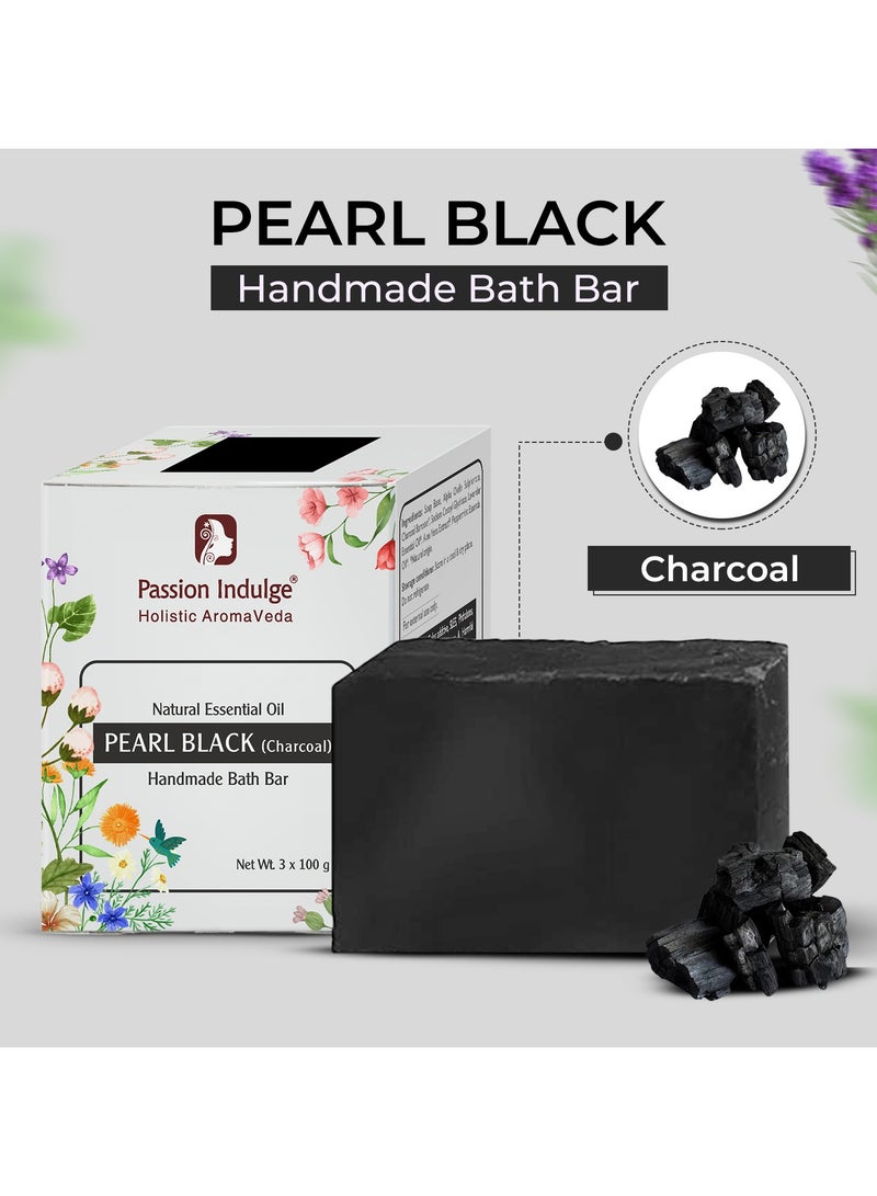passion indulge بار حمام طبيعي مصنوع يدويًا من الفحم مع زيوت أساسية | تركيبة عضوية لتنظيف عميق والتحكم في الزيوت لجميع أنواع البشرة | كل 100 جرام - عبوة من 3 - Image 2
