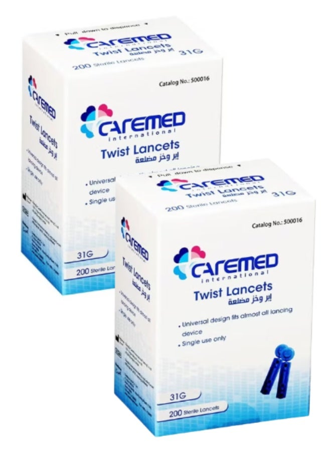 2 Packs of Sterile Twist Lancets – 31G Gauge, Universal Design Fits Most Lancing Devices