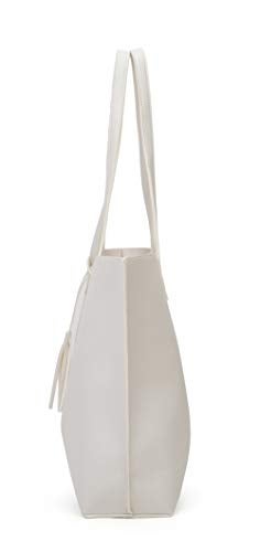 Dreubea Women's Soft Faux Leather Tote Shoulder Bag from, Big Capacity Tassel Handbag White New - Image 4