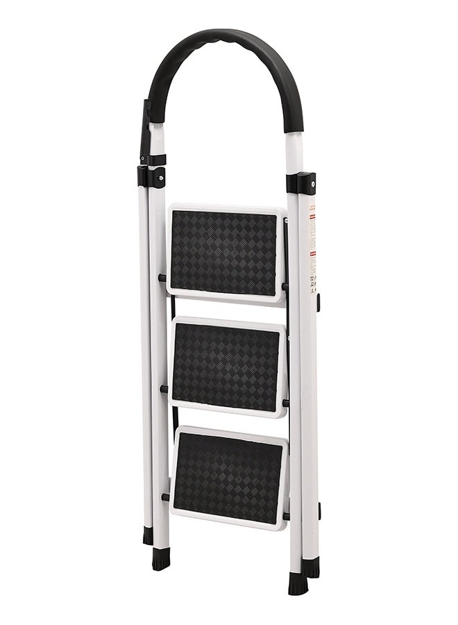 LAWAZIM Pro7 3-Step Folding Ladder With Tools Hanger - White - 120kg Load Capacity Step Stool with Convenient Handgrip, Tools Holder Rack, Anti-Slip Pedals - Multi-Use Ladder for Kitchen & Household - Image 5