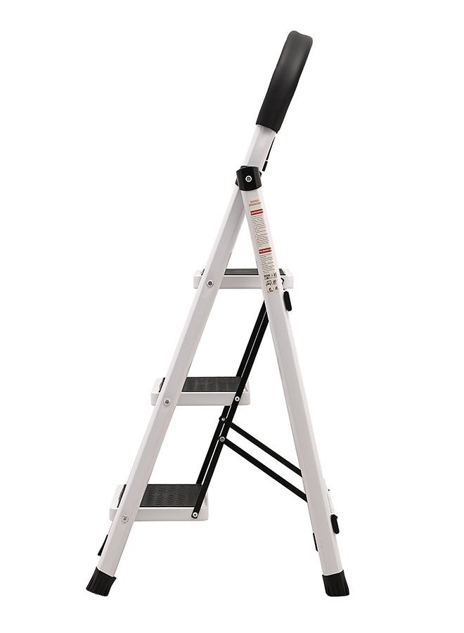 LAWAZIM Pro7 3-Step Folding Ladder With Tools Hanger - White - 120kg Load Capacity Step Stool with Convenient Handgrip, Tools Holder Rack, Anti-Slip Pedals - Multi-Use Ladder for Kitchen & Household - Image 3