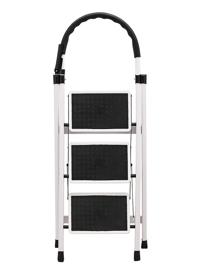 LAWAZIM Pro7 3-Step Folding Ladder With Tools Hanger - White - 120kg Load Capacity Step Stool with Convenient Handgrip, Tools Holder Rack, Anti-Slip Pedals - Multi-Use Ladder for Kitchen & Household - Image 4