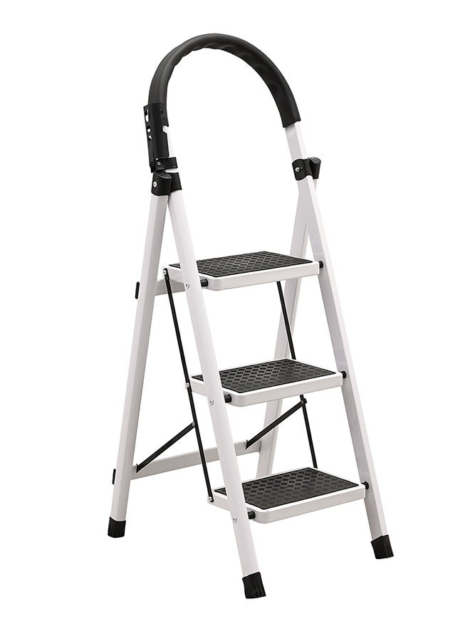 LAWAZIM Pro7 3-Step Folding Ladder With Tools Hanger - White - 120kg Load Capacity Step Stool with Convenient Handgrip, Tools Holder Rack, Anti-Slip Pedals - Multi-Use Ladder for Kitchen & Household - Image 2
