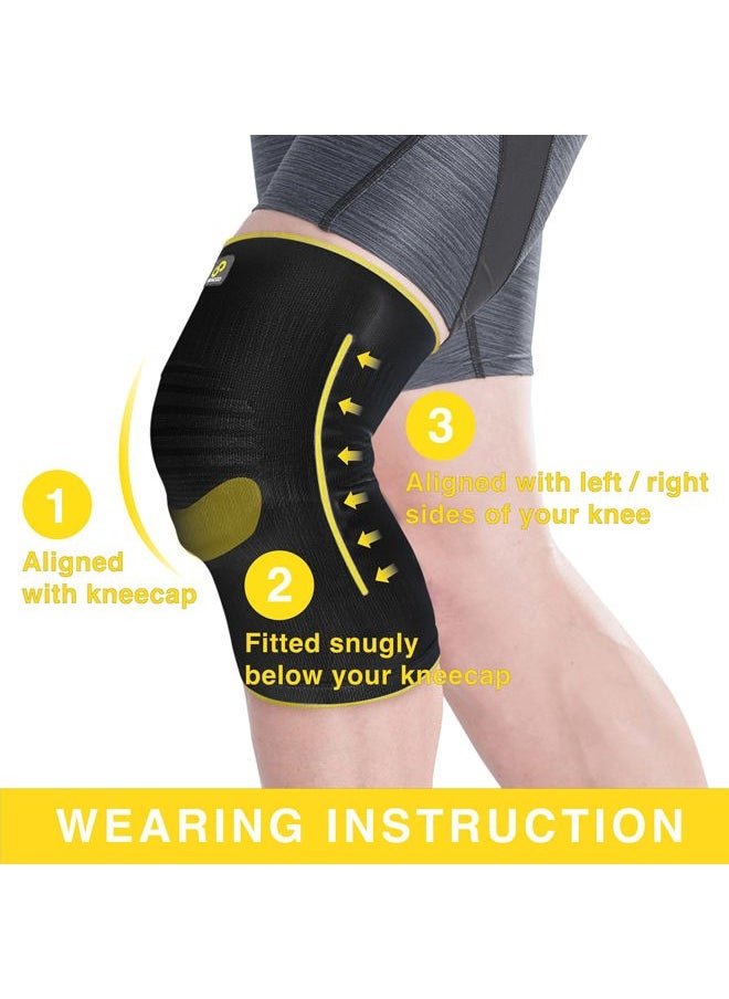 Bracoo Thin Knee Compression Sleeve for Knee Pain Women & Men, Brace Support with Patella Pad & Side Stabilizers, Breathable & Lightweight for Daily Use, Walking, Running, Workout, KE60  - Image 4