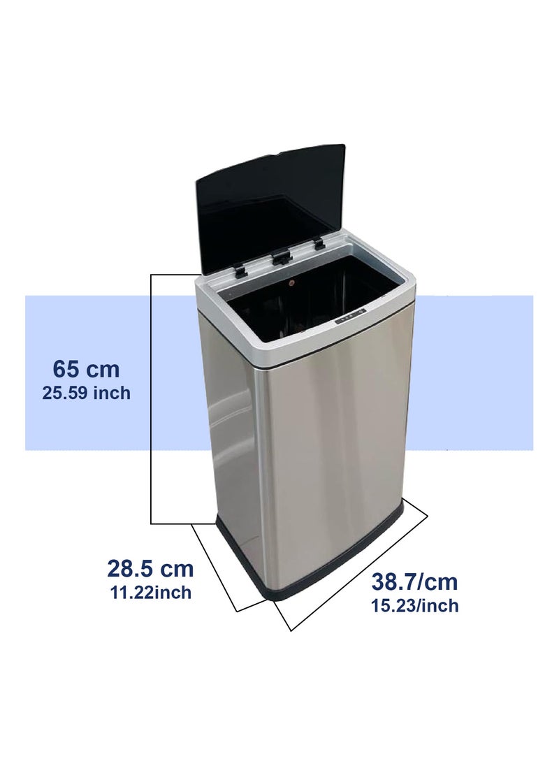 60L, Sensor opening garbage bin, Soft Closing Stainless Steel Automatic Motion Sensor Trash Can, Touchless Sensor Garbage Bin