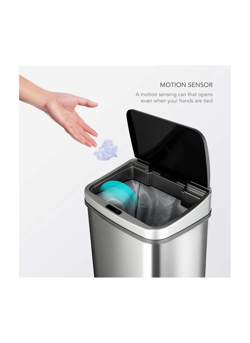 60L, Sensor opening garbage bin, Soft Closing Stainless Steel Automatic Motion Sensor Trash Can, Touchless Sensor Garbage Bin
