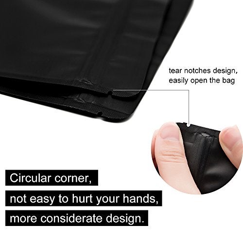 GooGou Matte Black Resealable Zip Mylar Bag Food Storage Aluminum Foil Bags Smell Proof Pouches 50pcs (4.33x6.69 in) - Image 3