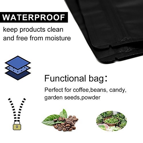 GooGou Matte Black Resealable Zip Mylar Bag Food Storage Aluminum Foil Bags Smell Proof Pouches 50pcs (4.33x6.69 in) - Image 4