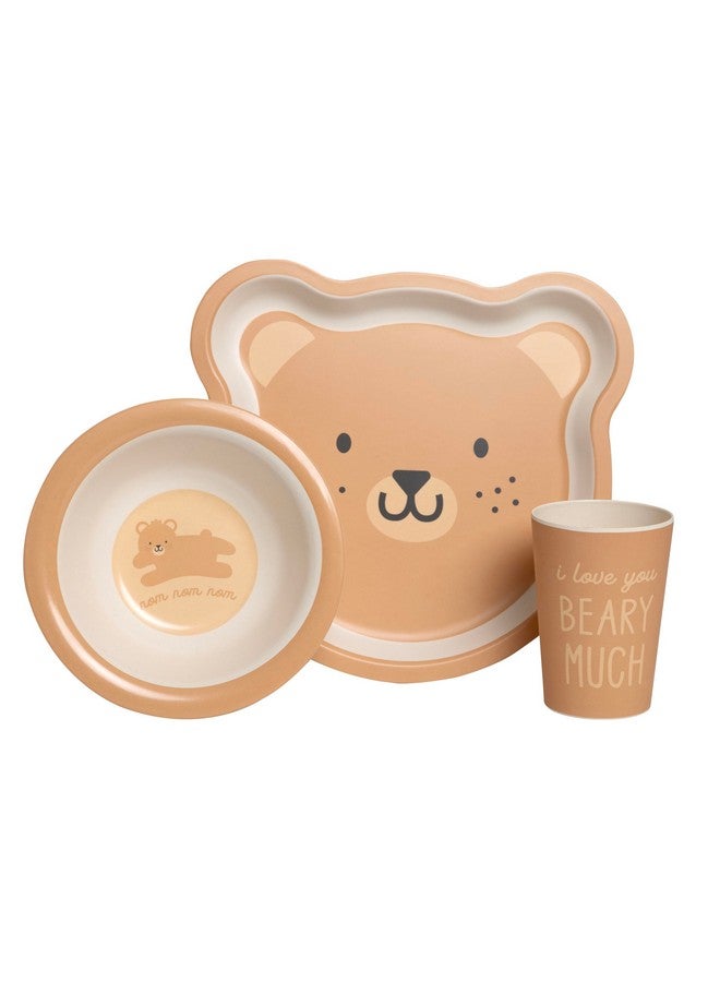 Pearhead Bear Baby Feeding Set - Includes Plate, Bowl, and Cup - Toddler Dinnerware Feeding Essentials for Snacktime and Lunchtime, Baby Led Weaning, 12+ Months - Image 1