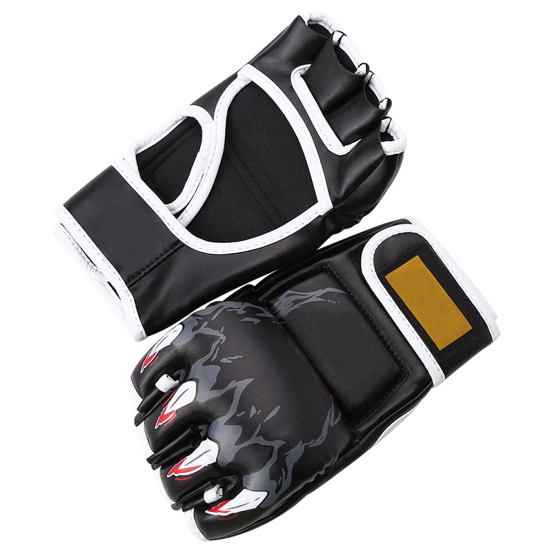 Durable Half Finger Boxing Training Sanda Fighting Combat Competition Sandbag Gloves Black #1 - Image 1