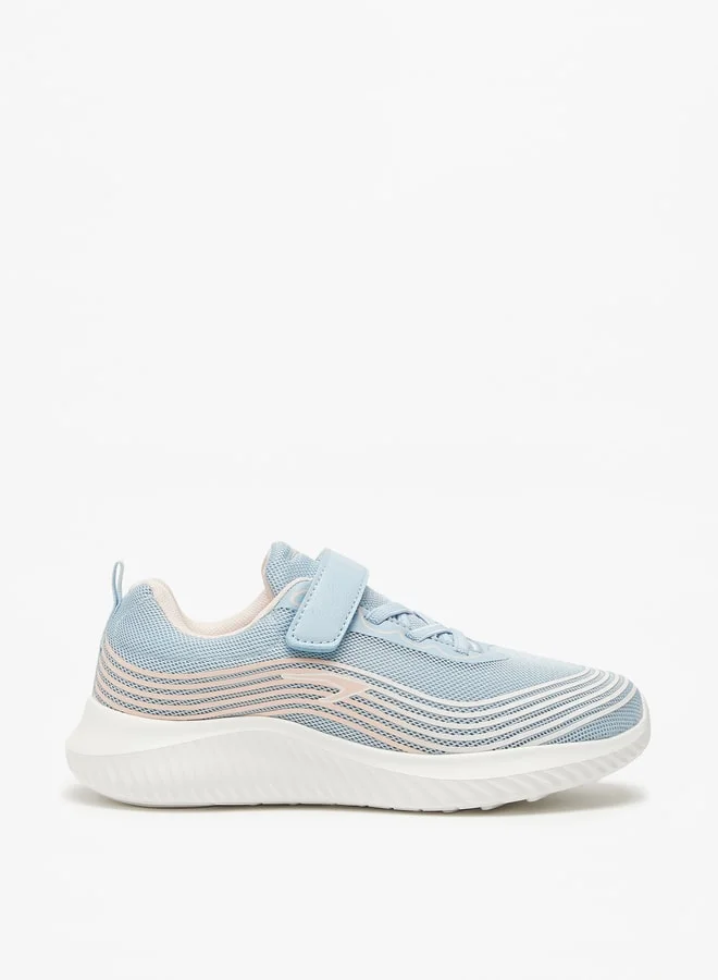 Dash Girls Textured Sports Shoes with Hook and Loop Closure