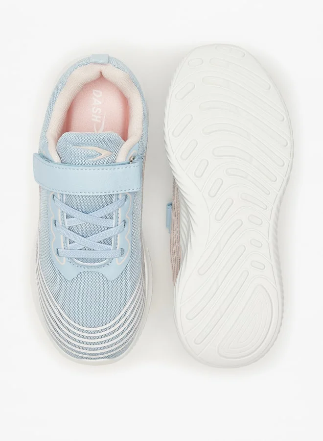 Dash Girls Textured Sports Shoes with Hook and Loop Closure
