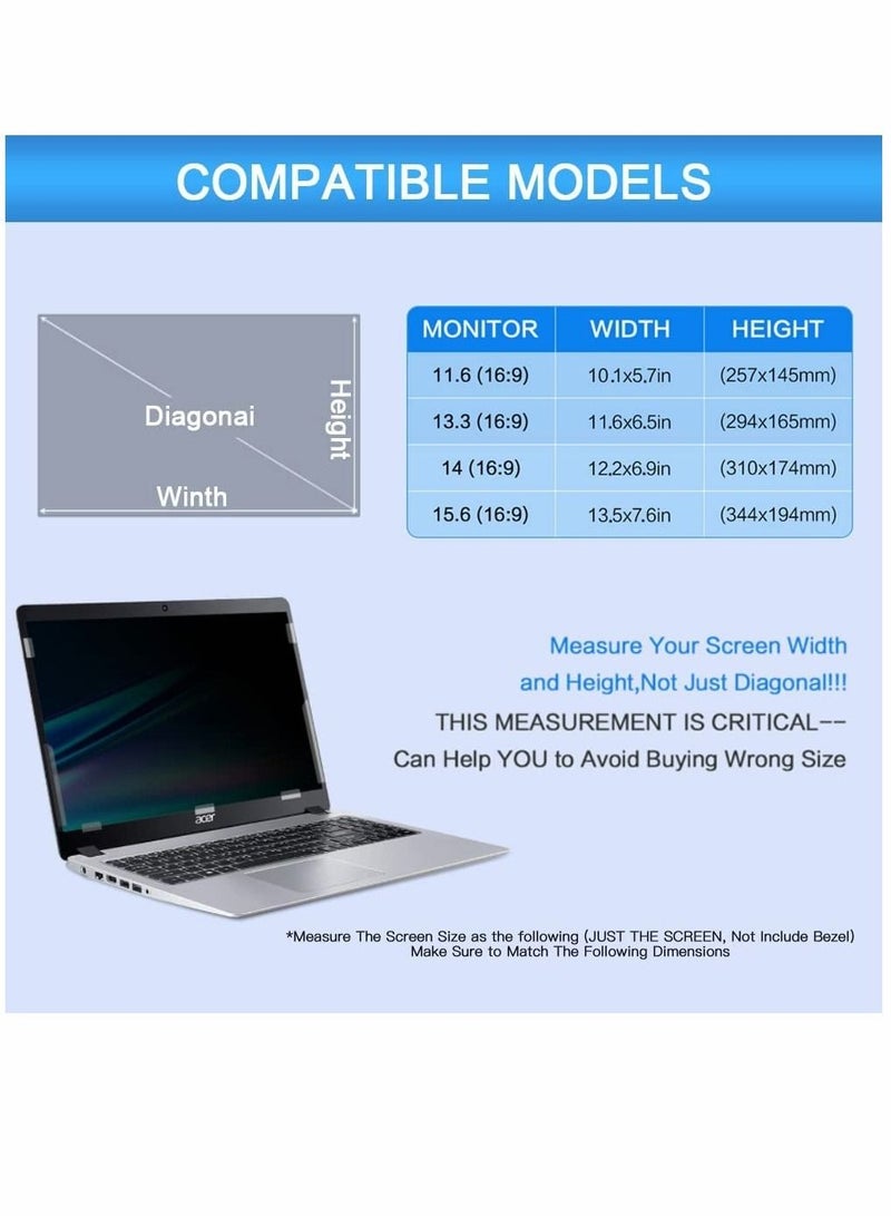 Captaintech 14" Laptop Privacy Screen Protector Compatible with HP/Dell/Asus/Acer/Sony/Samsung/Lenovo/Toshiba,16:9 Aspect Ratio Laptop Privacy Screen Protector, Anti Blue Light Laptop Privacy Screen Filter - Image 2