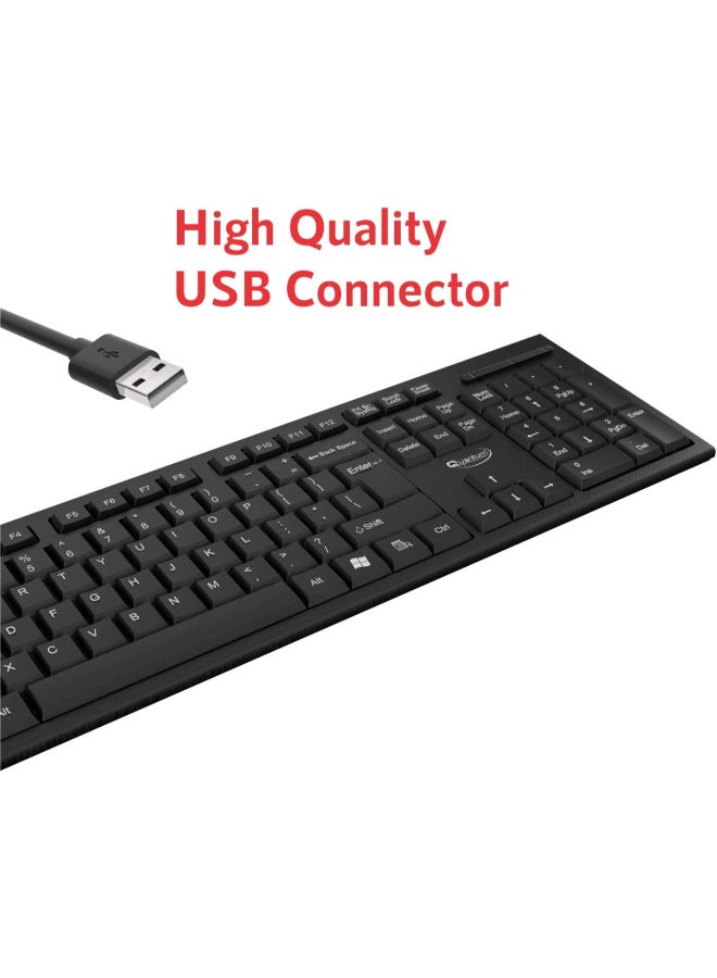 Quantum Renewed - QHM-7406 Full-Sized Spill-Resistant Wired USB Keyboard with Rupee Symbol and LED Functionality - Image 3