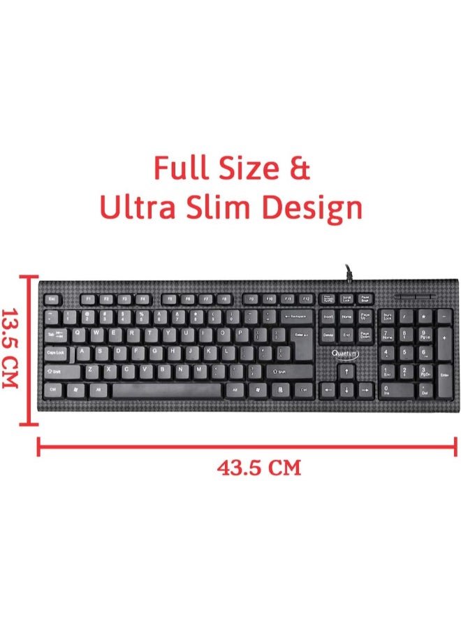 Quantum Renewed - QHM-7406 Full-Sized Spill-Resistant Wired USB Keyboard with Rupee Symbol and LED Functionality - Image 2
