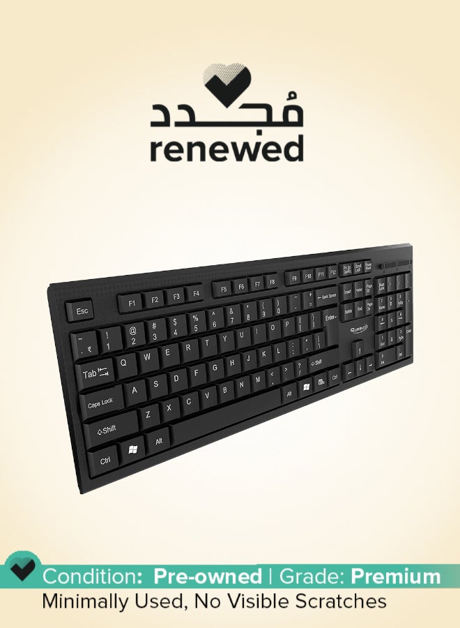 Quantum Renewed - QHM-7406 Full-Sized Spill-Resistant Wired USB Keyboard with Rupee Symbol and LED Functionality - Image 1