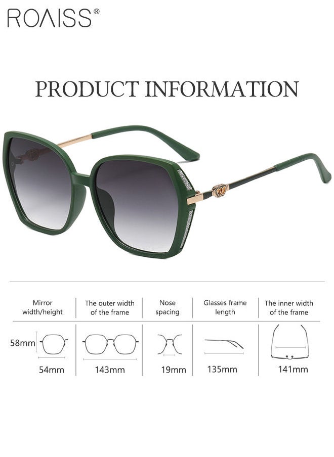 roaiss - Women's Square Sunglasses, UV400 Protection Sun Glasses with Sequin Side Design, Fashion Anti-glare Sun Shades for Women with Glasses Case, 54mm, Green - Image 1