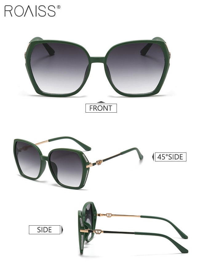 roaiss - Women's Square Sunglasses, UV400 Protection Sun Glasses with Sequin Side Design, Fashion Anti-glare Sun Shades for Women with Glasses Case, 54mm, Green - Image 1